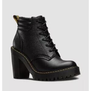 Dr. Martens Persephone Milled Nappa Chunky Heel Boots Faux Fur Lined Size 7